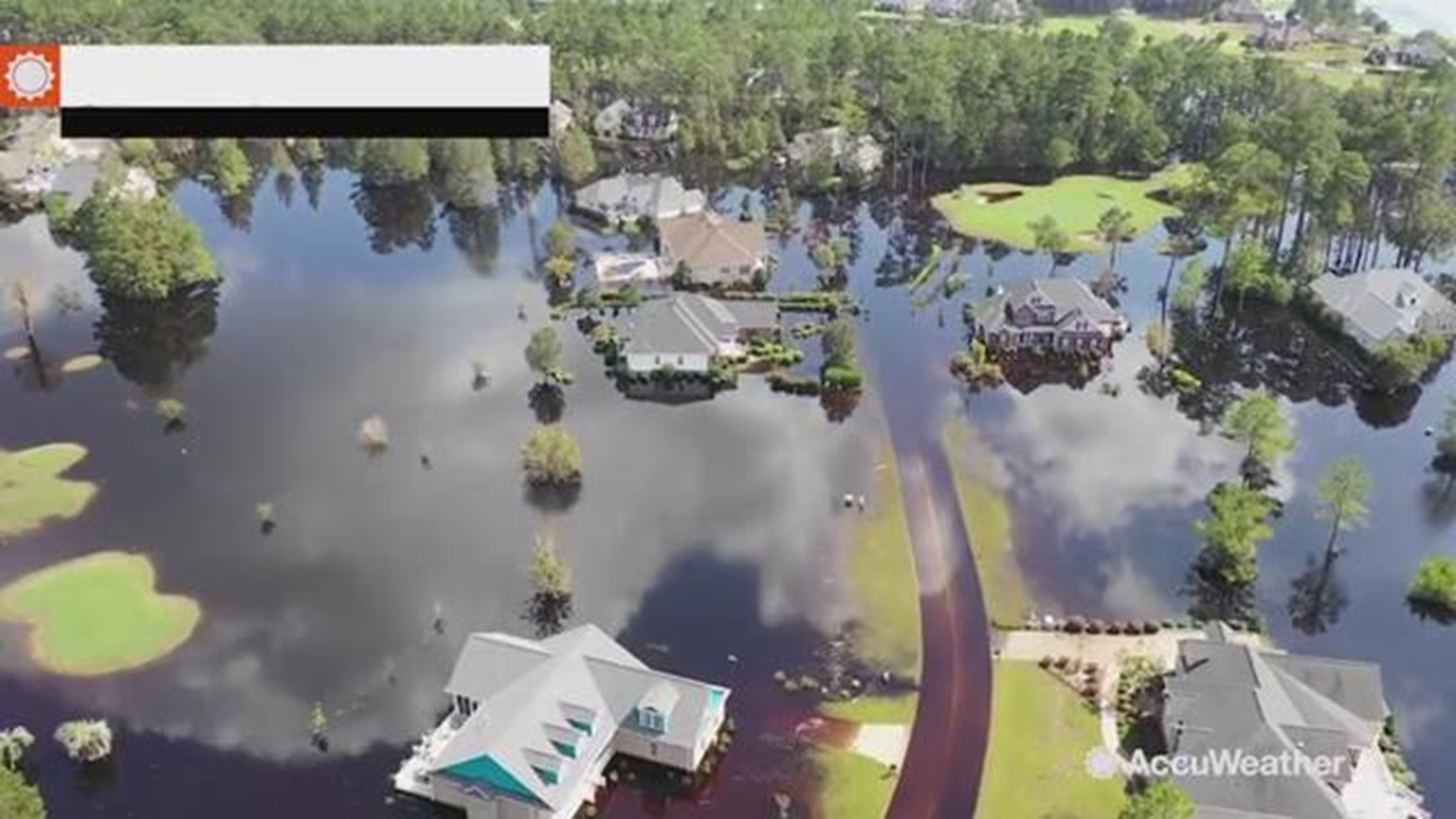 These aerials show the extent of the flooding from the Waccamaw River to surrounding communities in North Carolina and South Carolina.  The river has already crested at record levels and it's expected to rise to as high as 22 feet on Tuesday, Sept. 25.