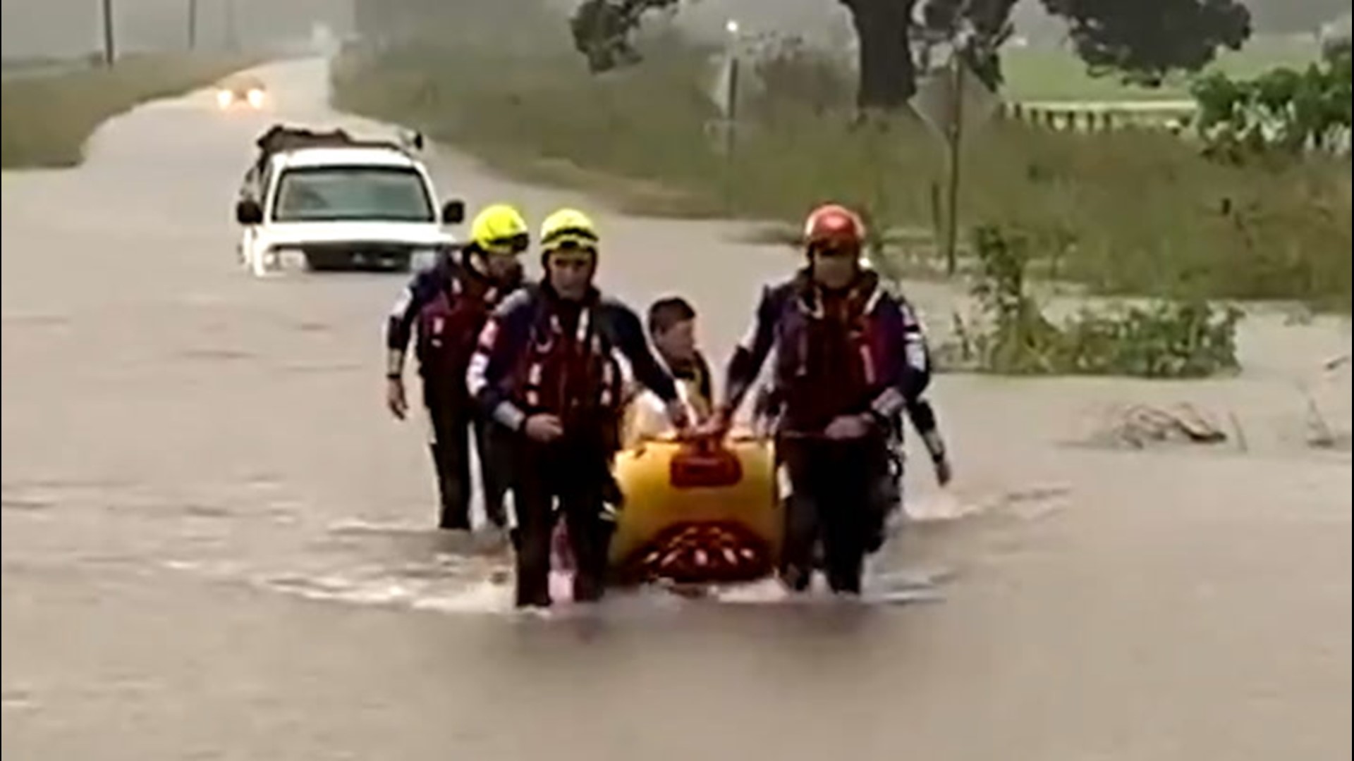 The town of Kempsey, New South Wales, endured heavy flooding on March 19. Rescue crews helped pull two people and a dog to safety.