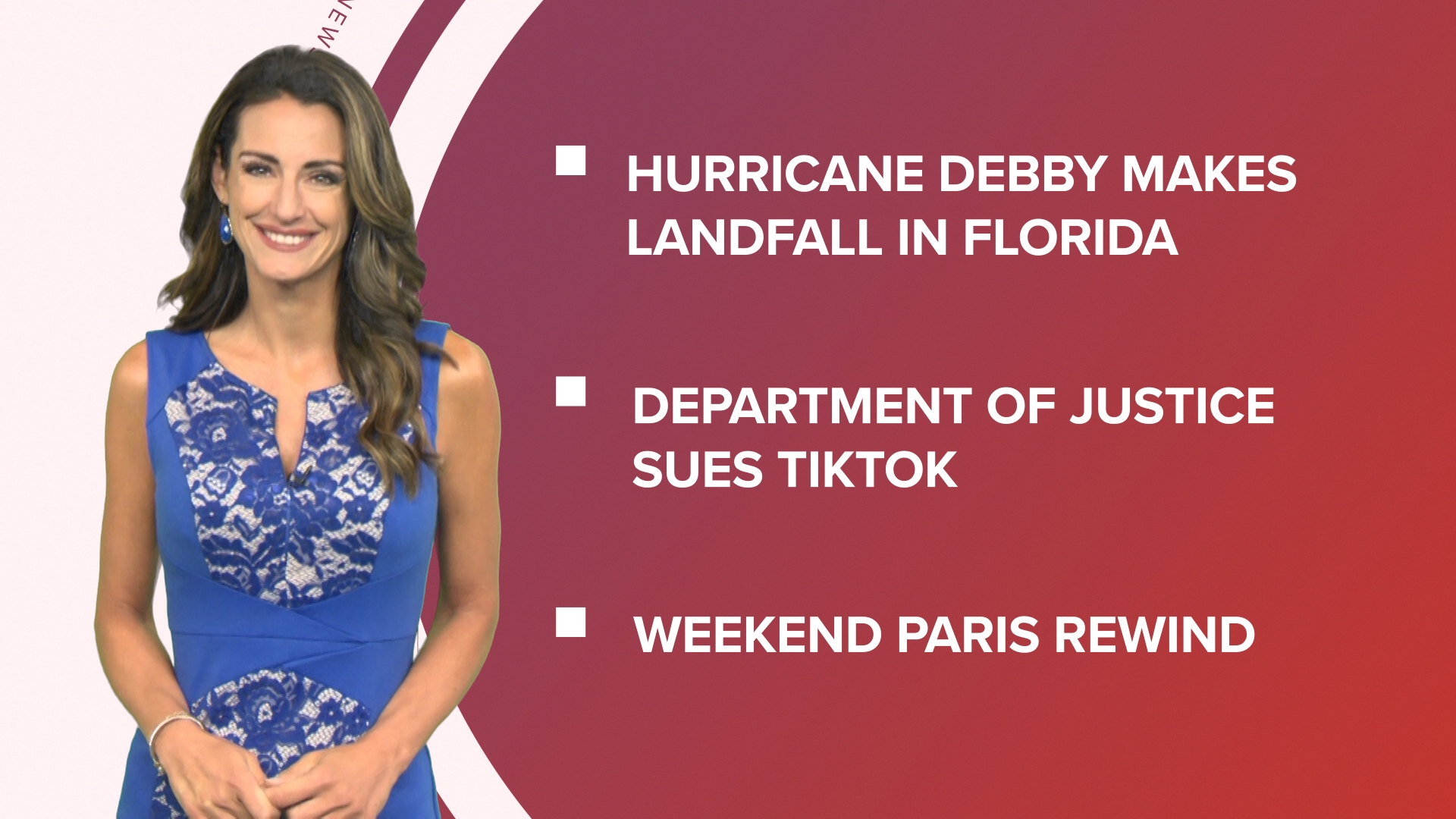 A look at what is happening in the news from Hurricane Debby making landfall and the U.S. suing Tiktok to history-making performances at the Paris summer games.