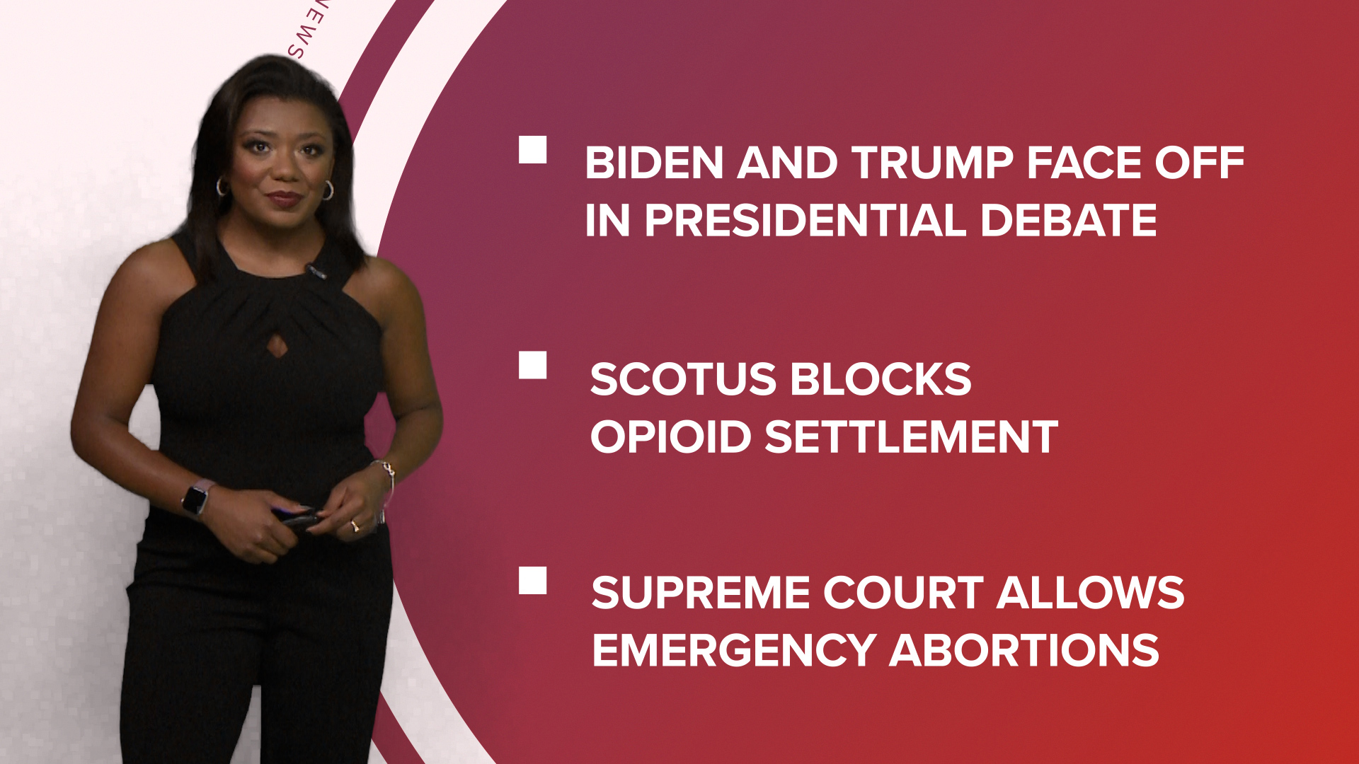 A look at what is happening in the news from fact-checking claims in the first presidential debate to Supreme Court blocks Purdue Pharma settlement and more.