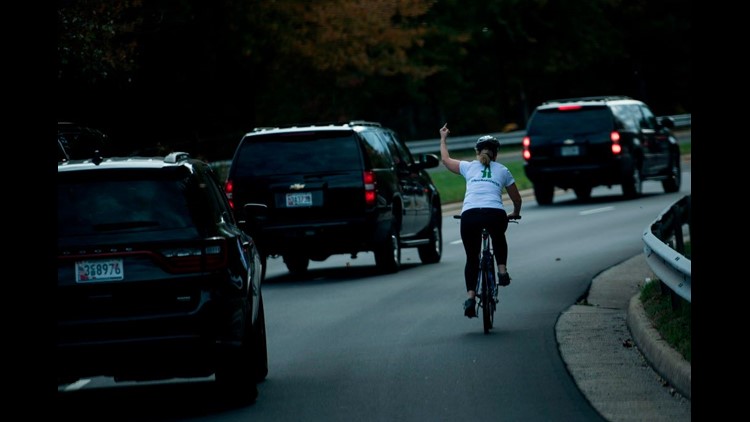 Woman fired after flipping off President Donald Trump's motorcade sues ex-employer