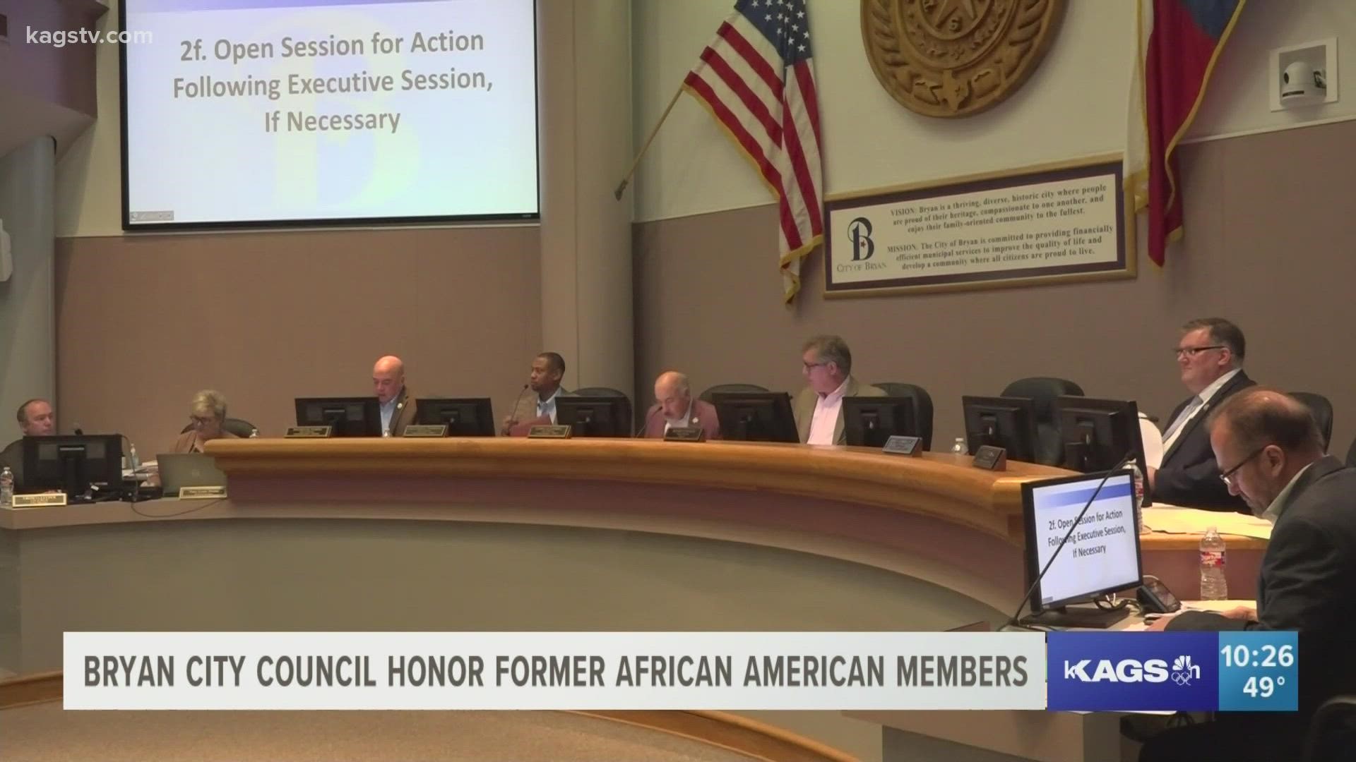 In honor of Black History Month, the Bryan City Council held a ceremony to recognize services and contributions of African Americans on the council past and present.