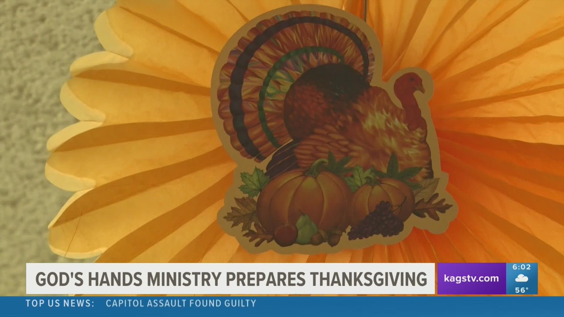 In God's Hands Ministry in Burleson County expects to feed more than 100 families on Thanksgiving evening.