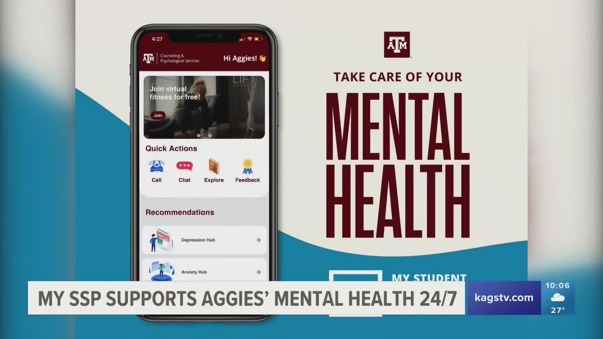 In collaboration with the third-party app My SSP, Texas A&M University is helping aggie students better understand and work on their mental health.