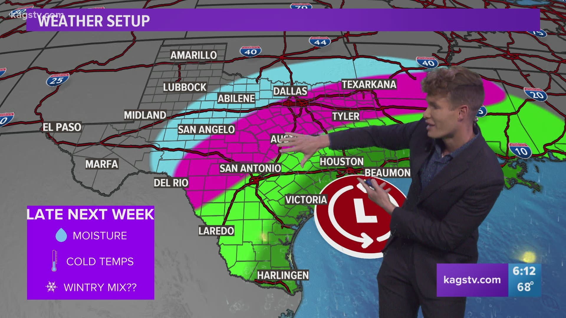 An Arctic cold front will blast through Texas next week. This may set the stage for wintry weather as a coastal low develops to end the week.