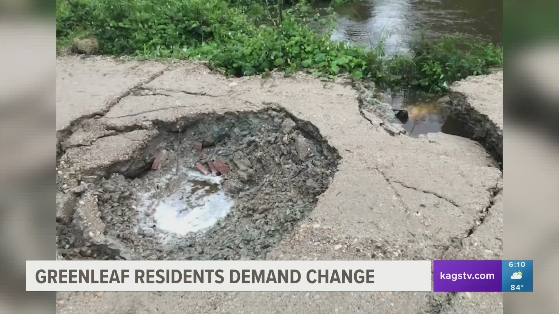 At today's commissioner's court meeting, Greenleaf Lane residents once again called on commissioners to take action on an essential eroding road.