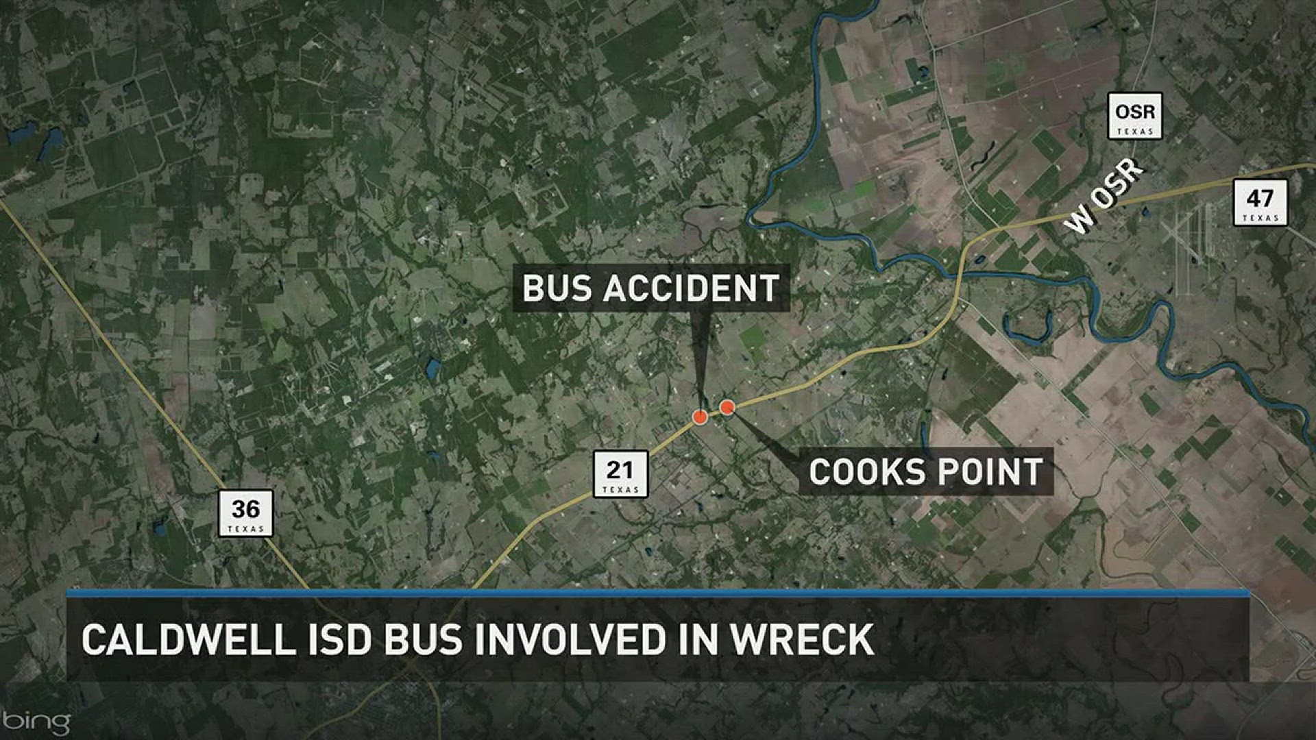 According to DPS a school bus was rear-ended by a pick-up truck on Hwy 21. The driver of the pick-up truck died at the scene.