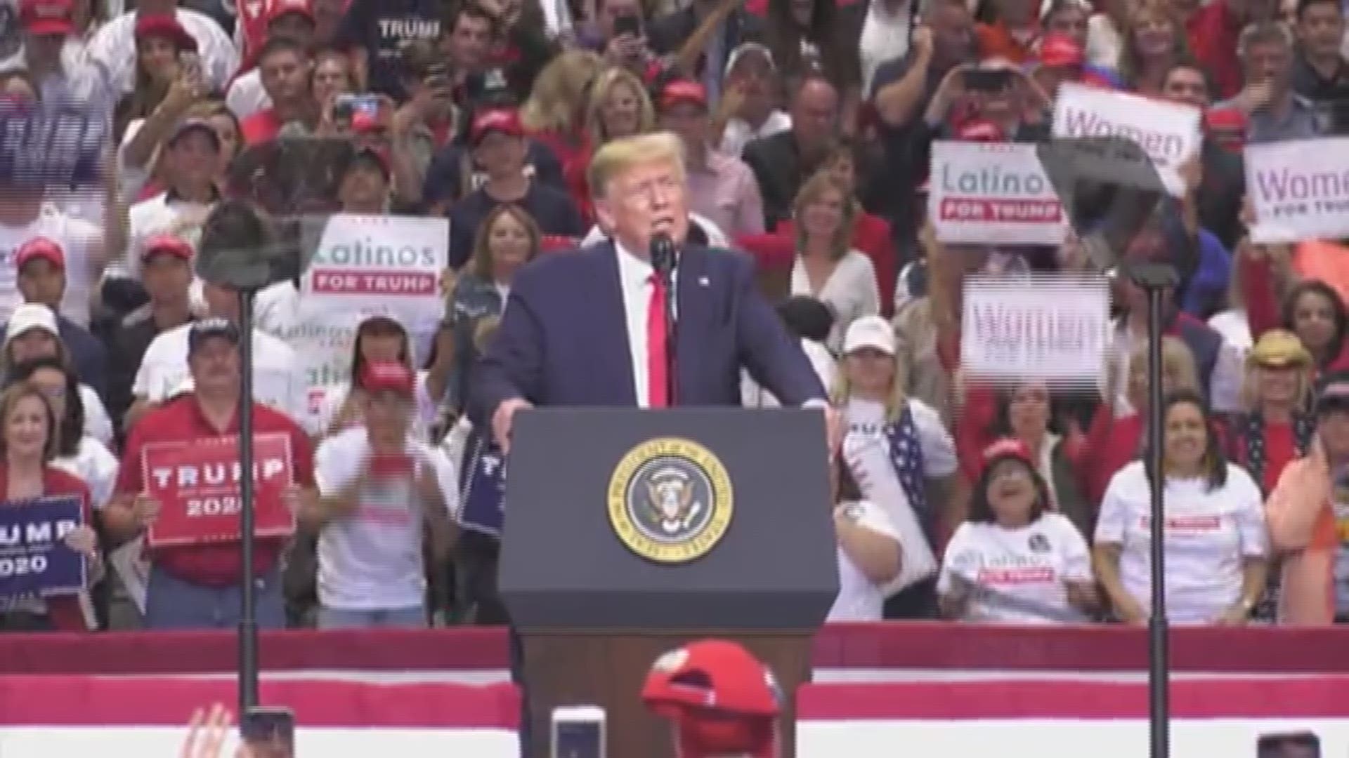 President Trump said he was thrilled to be in Texas when he spoke to an enthusiastic crowd Thursday in Dallas.