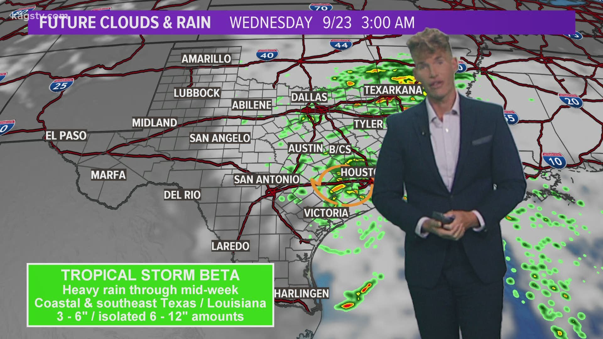 Beta forecast to make landfall, causing flooding in parts of Texas and Louisiana.