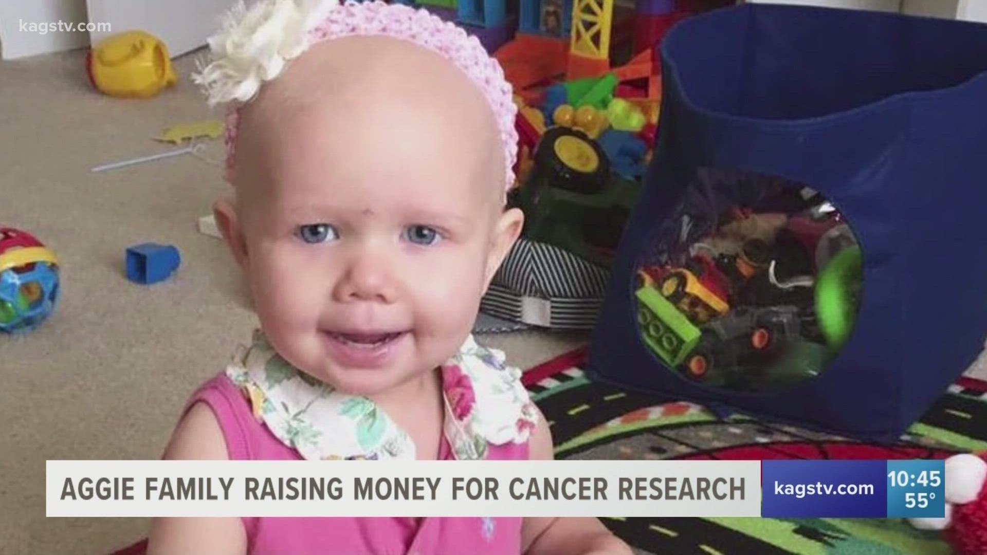 Hannah Hildebrand was only a year old when her parents got a devastating diagnosis. Now, cancer free, the Aggie family is working to raise $100K for cancer research.