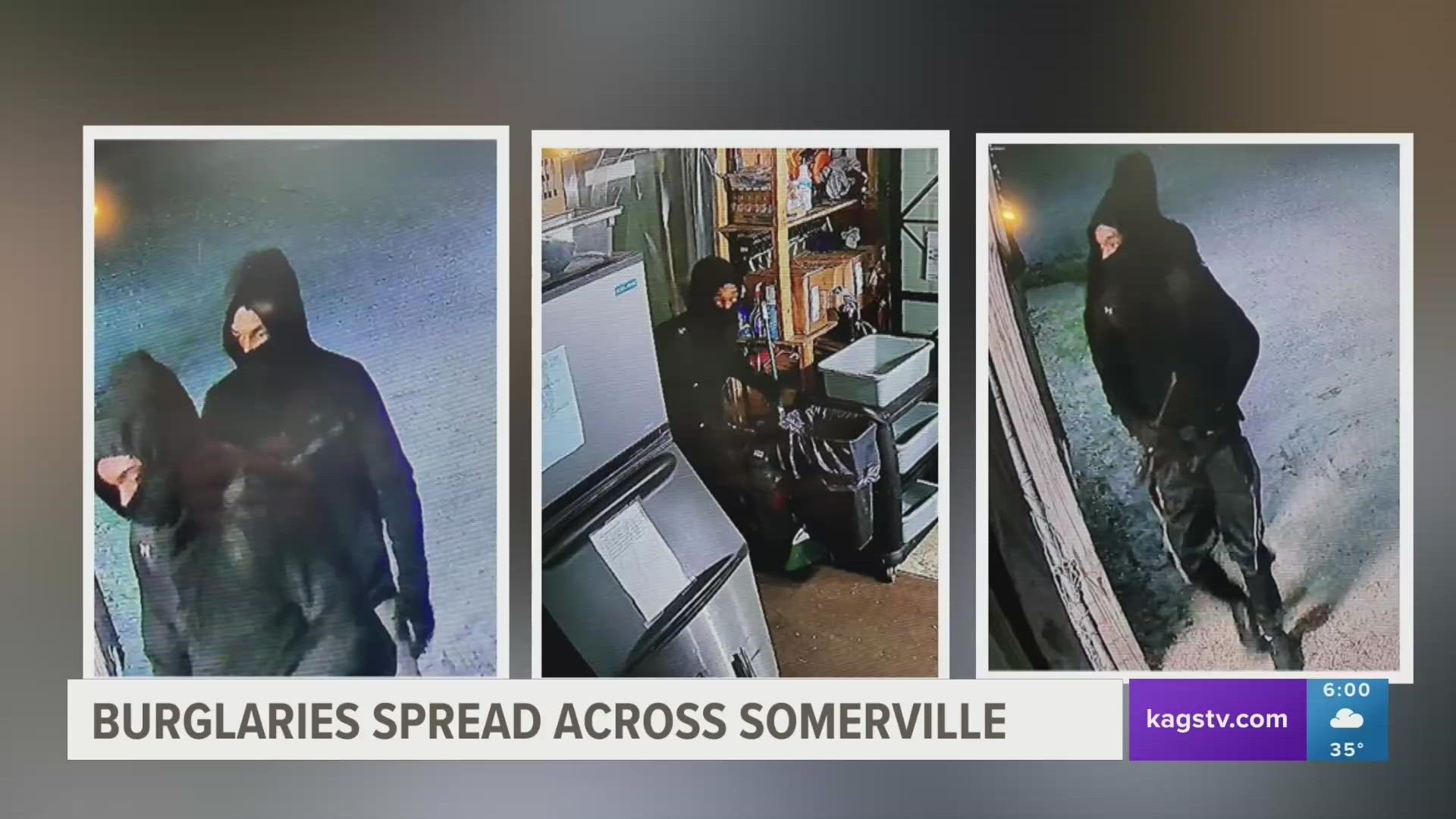 Somerville PD ask those with information on the identities of the thieves to reach out to the Bluebonnet Area Crime Stoppers.