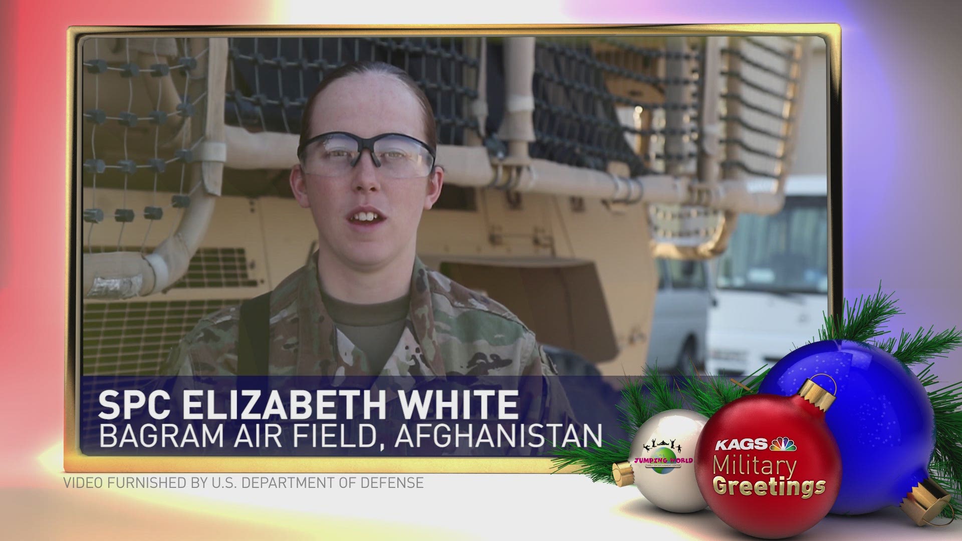 Jumping World presents Military greetings from Jeman McFadden & Family and SPC Elizabeth White