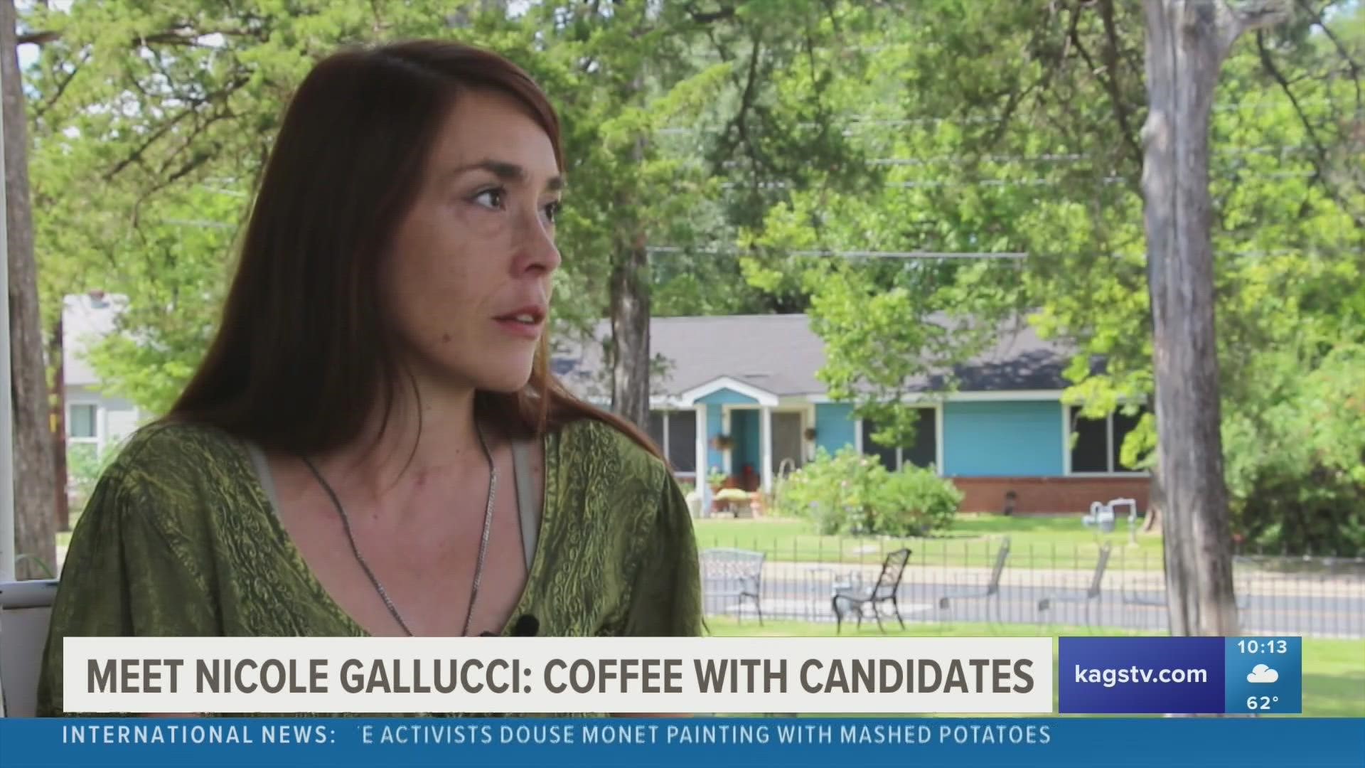 Nicole Gallucci moved to College Station roughly seven years ago, and in a 1-on-1 with KAGS said she quickly seeks to serve the needs of the community.