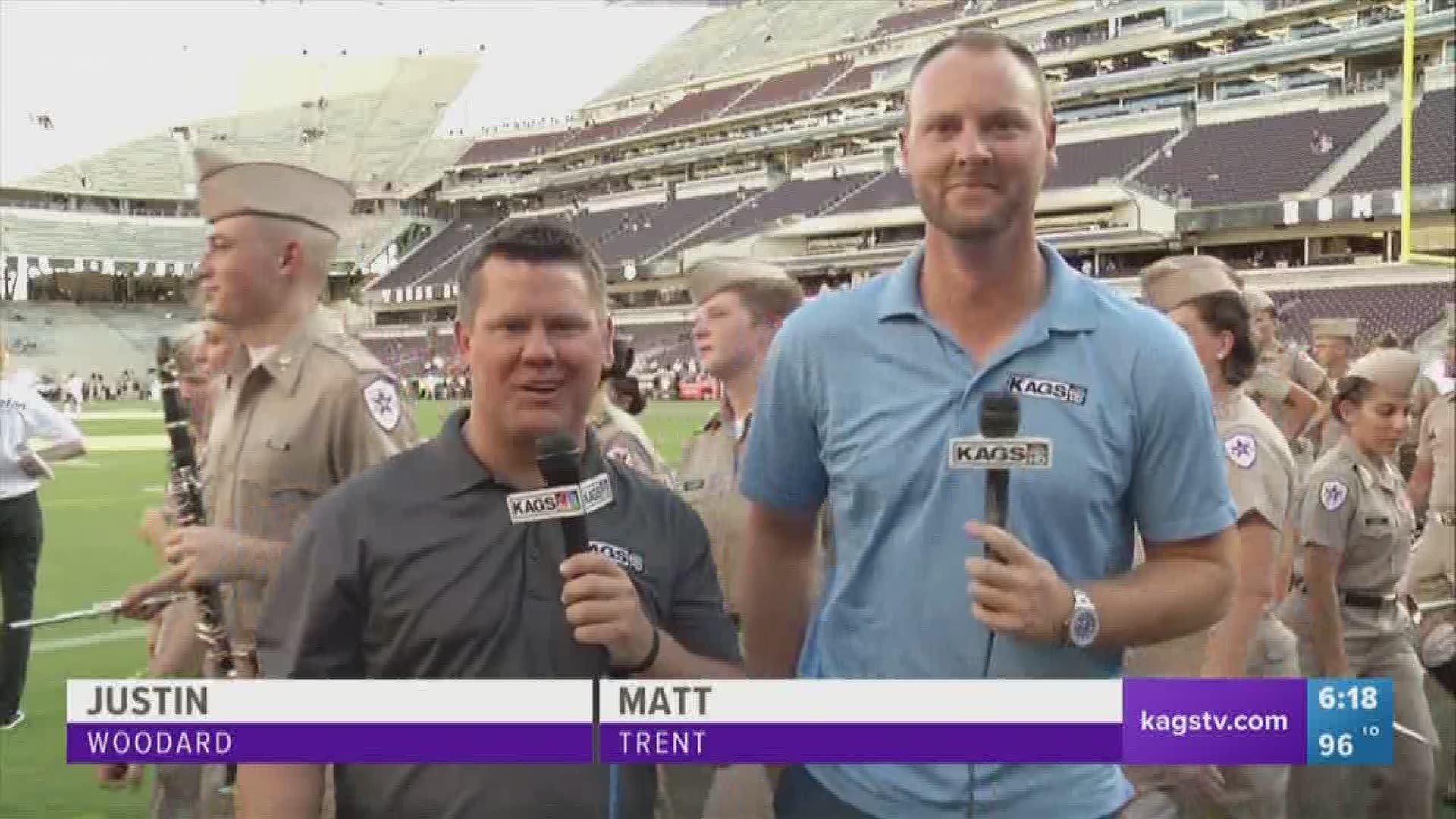 Justin and Matt live shot at Kyle Field talking about opening night against Northwestern