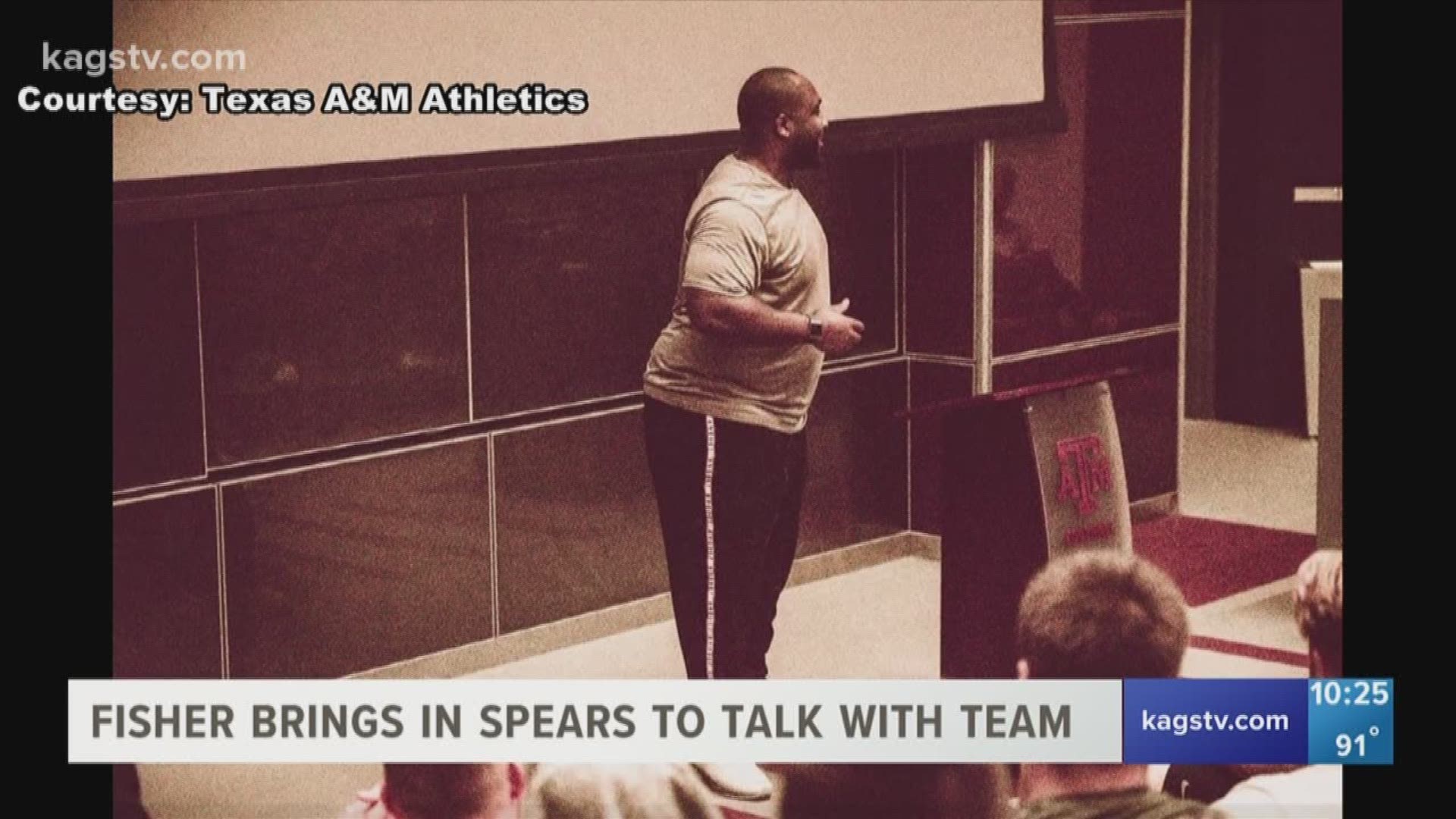 Jimbo Fisher brought in former SEC standout Marcus Spears to talk to the program.