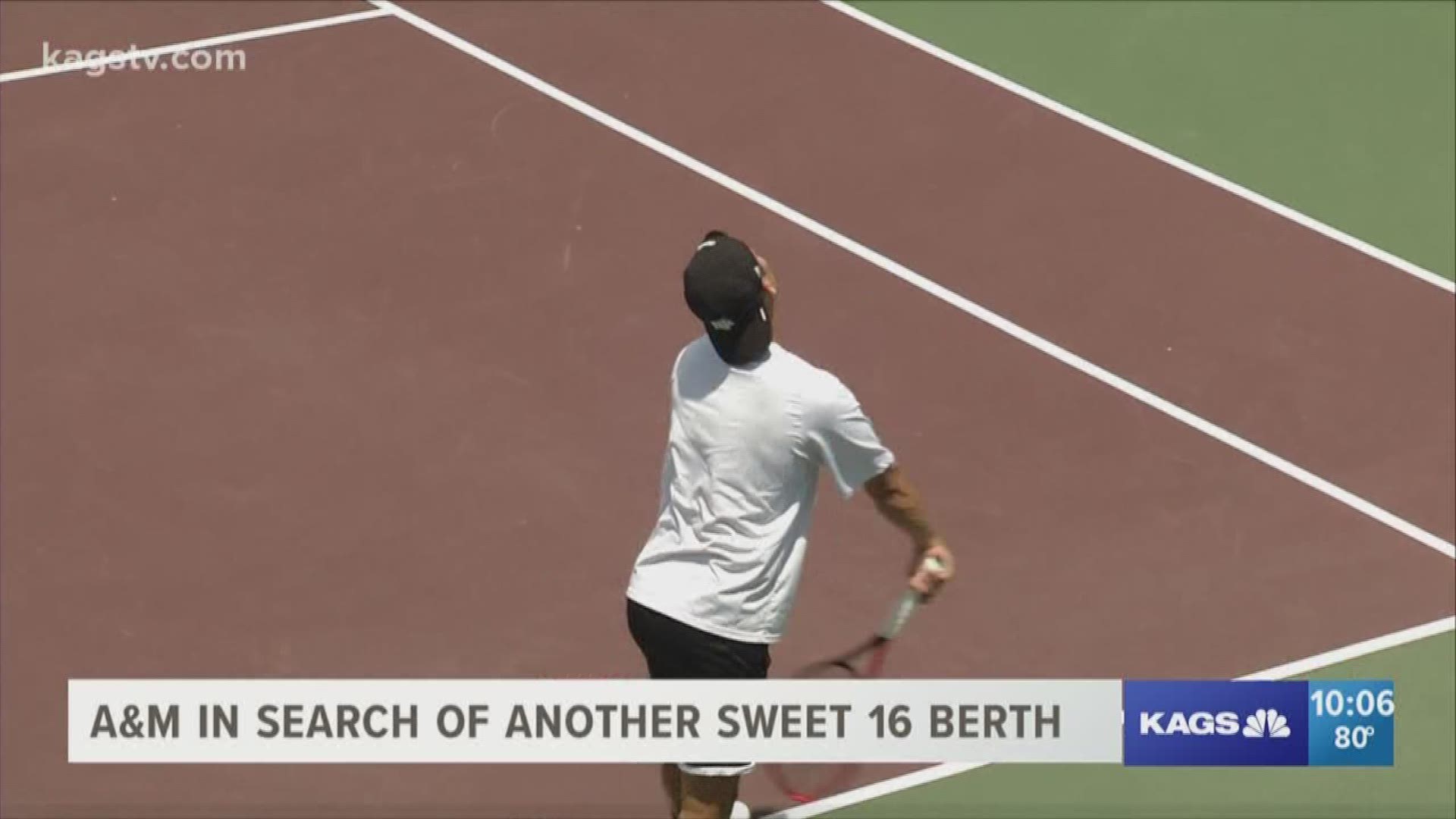 Texas A&M men's tennis defeated Baylor 4-1 in the second round of the NCAA Tournament to advance to the Sweet 16.