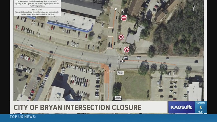 City of Bryan announces Broadmoor Drive closures starting Thursday, Nov. 17