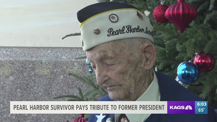 Pearl Harbor survivor honors World War II veteran President George Bush at commemoration ceremony