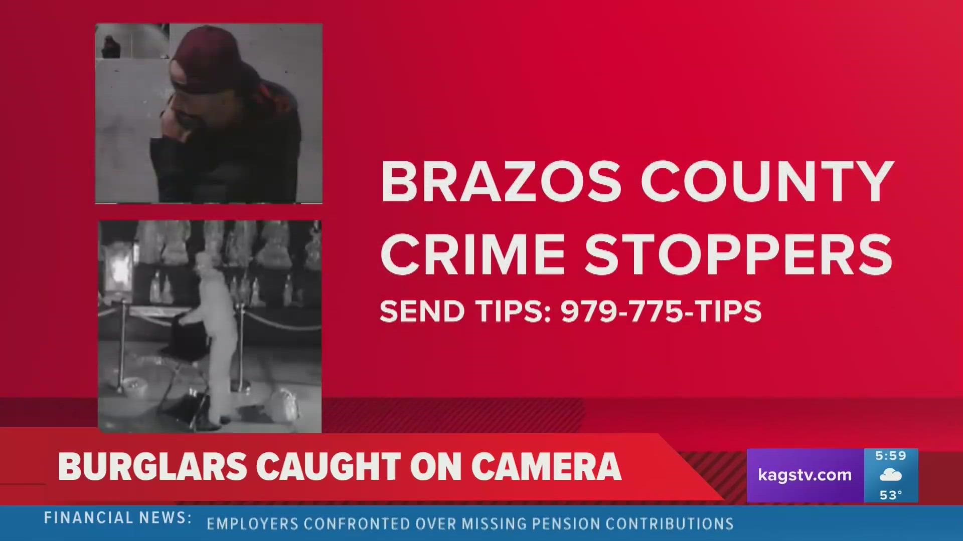 According to Crime Stoppers, the two stole a safe and a donation box from the Hindu Society of the Brazos Valley containing thousands of dollars on Jan. 11.