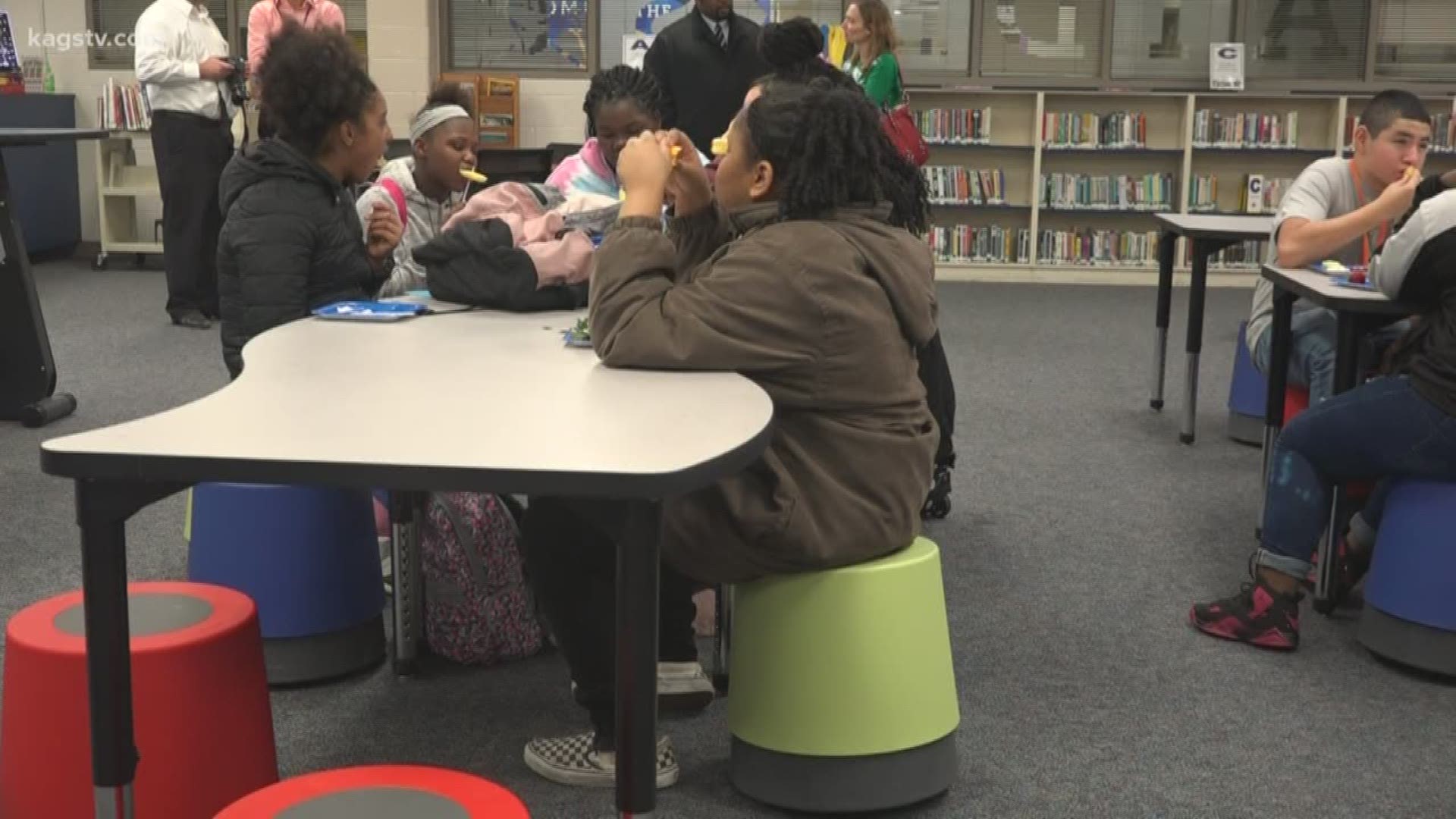 The GiveJoy Foundation worked with Bryan ISD to make two middle school libraries fidget-friendly using flexible seating.
