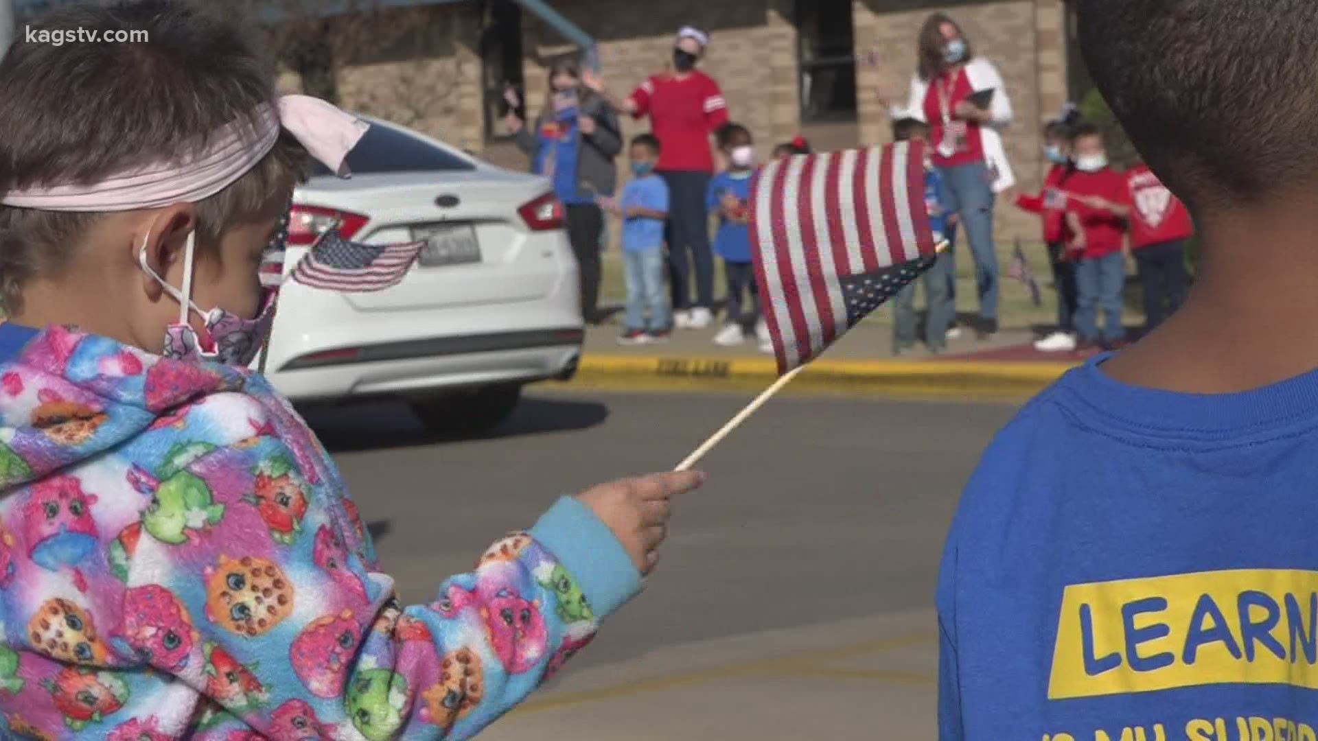 Navarro Elementary School in Bryan held its first Veteran’s Day drive-thru parade Wednesday.