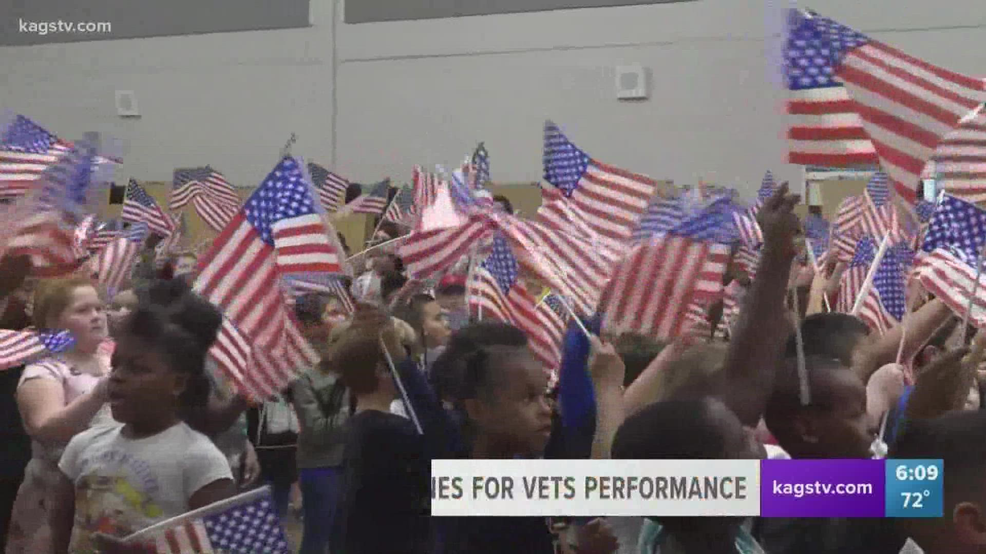 Students from Bryan ISD honored veterans and those on the front lines with a concert and thanking them for their service.