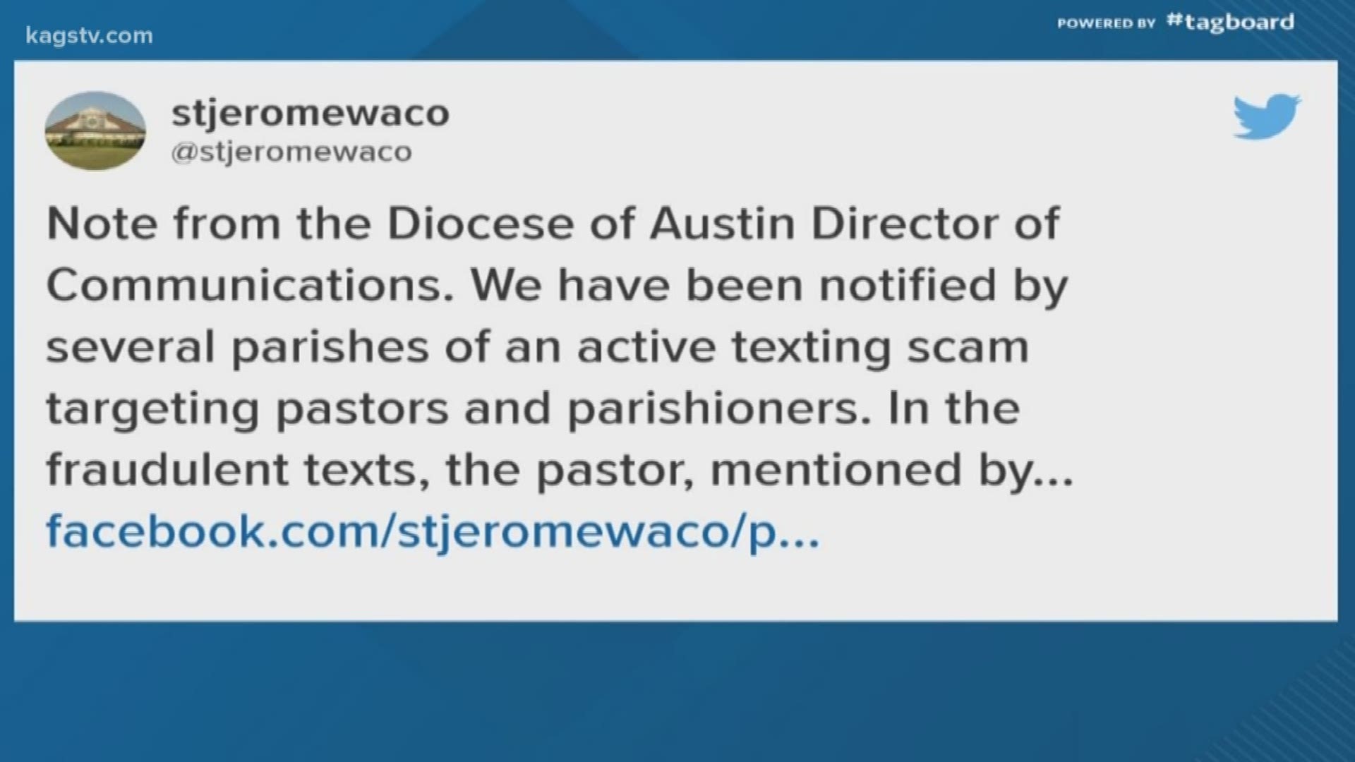 The Diocese says scammers are texting parishioners, posing as local pastors, by name, and asking for donations of gift cards.