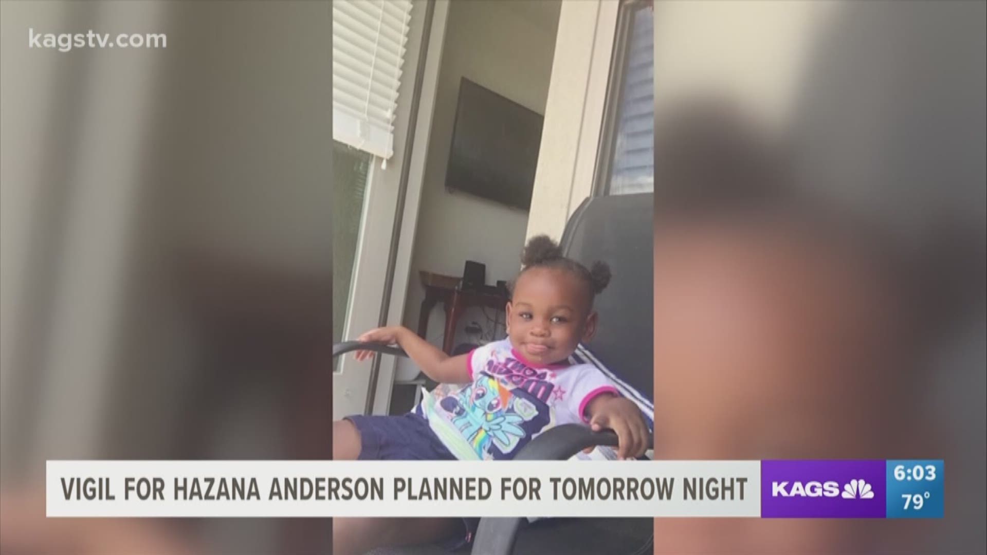 A vigil is now planned to honor the life Hazana Anderson at Gabbard Park in College Station starting at 6pm.