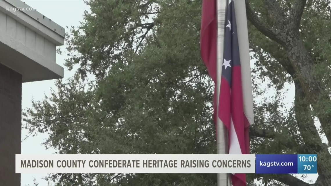 Madison County flying the national flag of the Confederacy