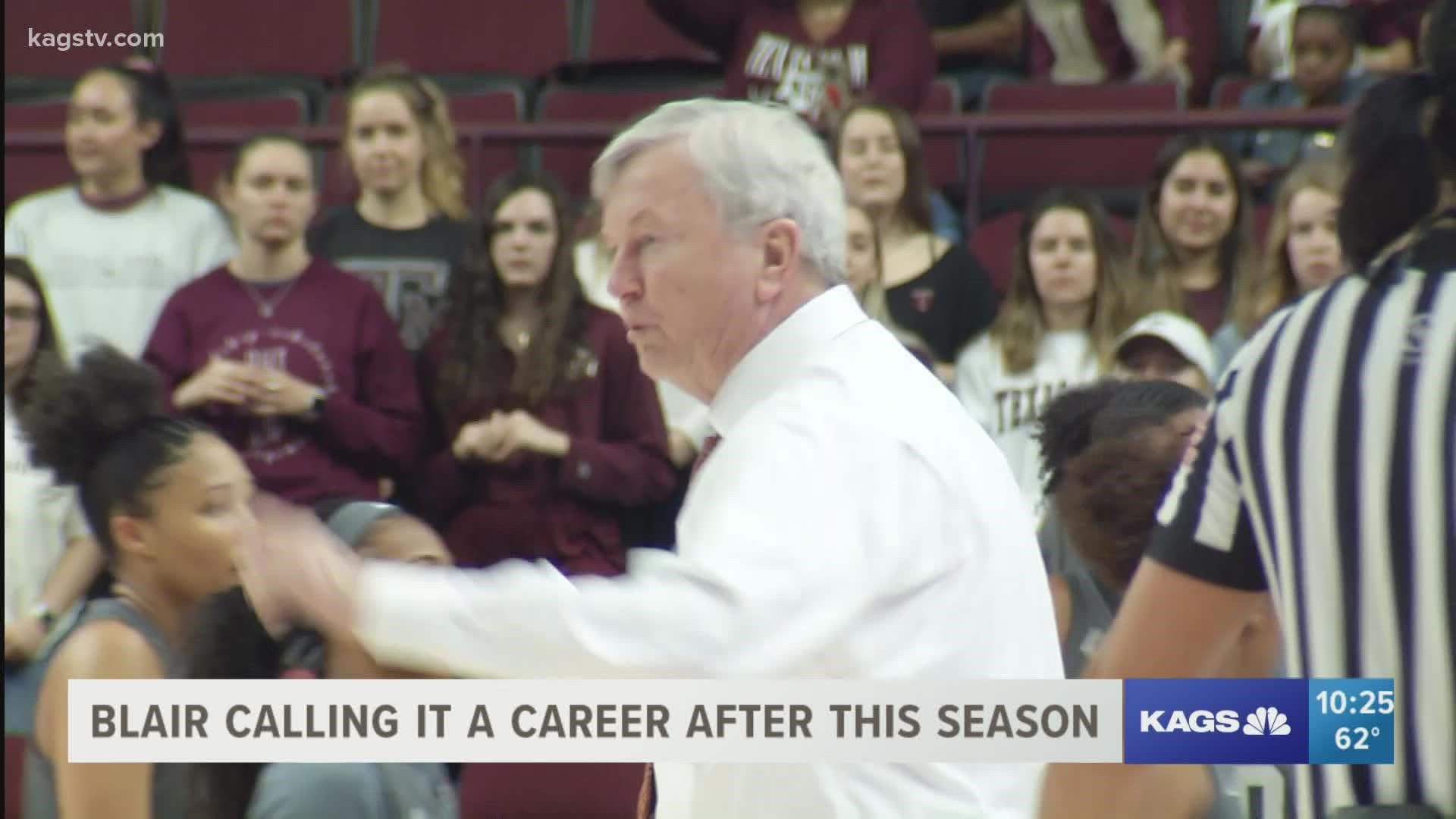 Hall of Fame basketball coach Gary Blair will call it a career after the the 2021/2022 season. Blair was emotional on Thursday when he announced the news.