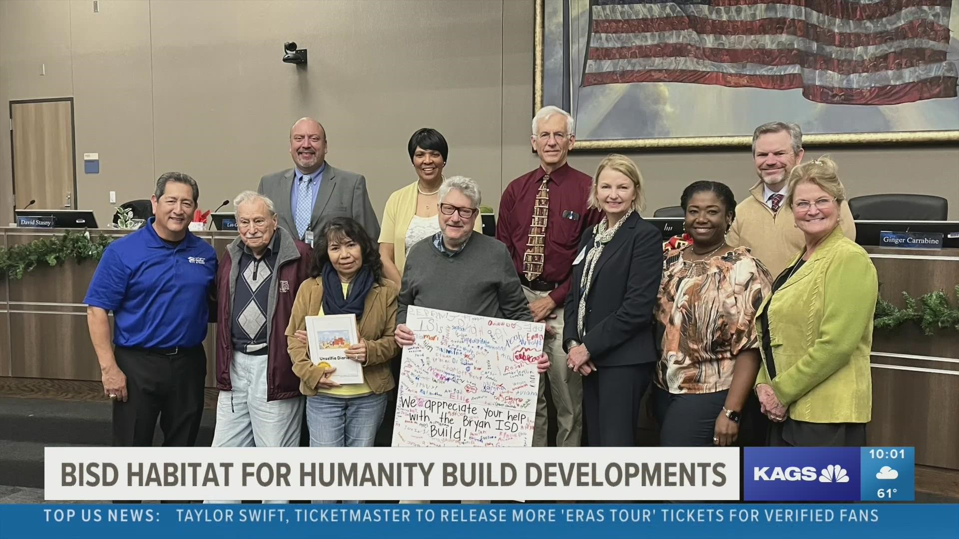 A family was recognized for their $40,000 donation towards BISD & Habitat For Humanity for the build that will begin in January.