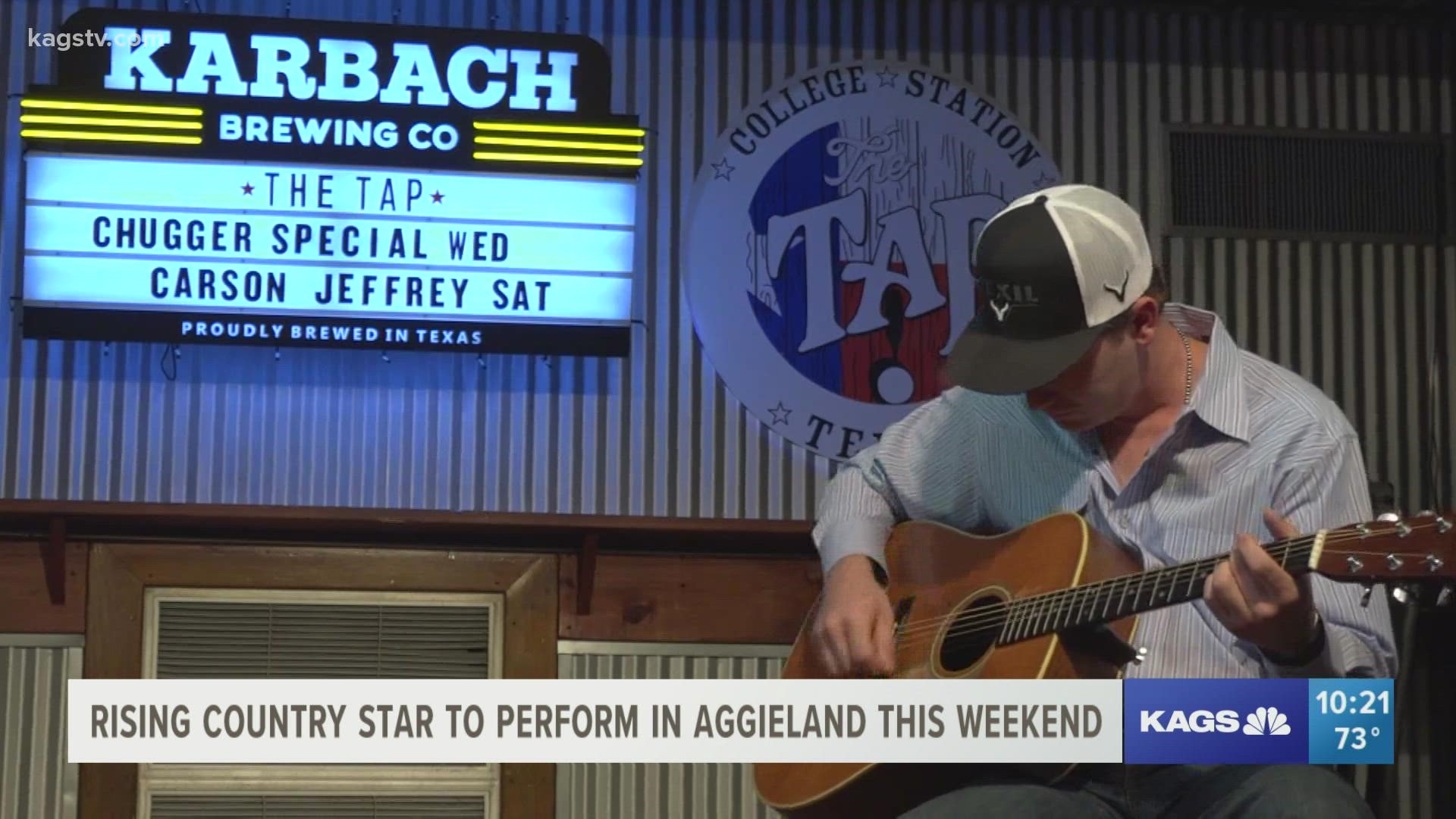 Carson Jeffrey, TAMU class of ’20, set to perform at The Tap in College Station Saturday.