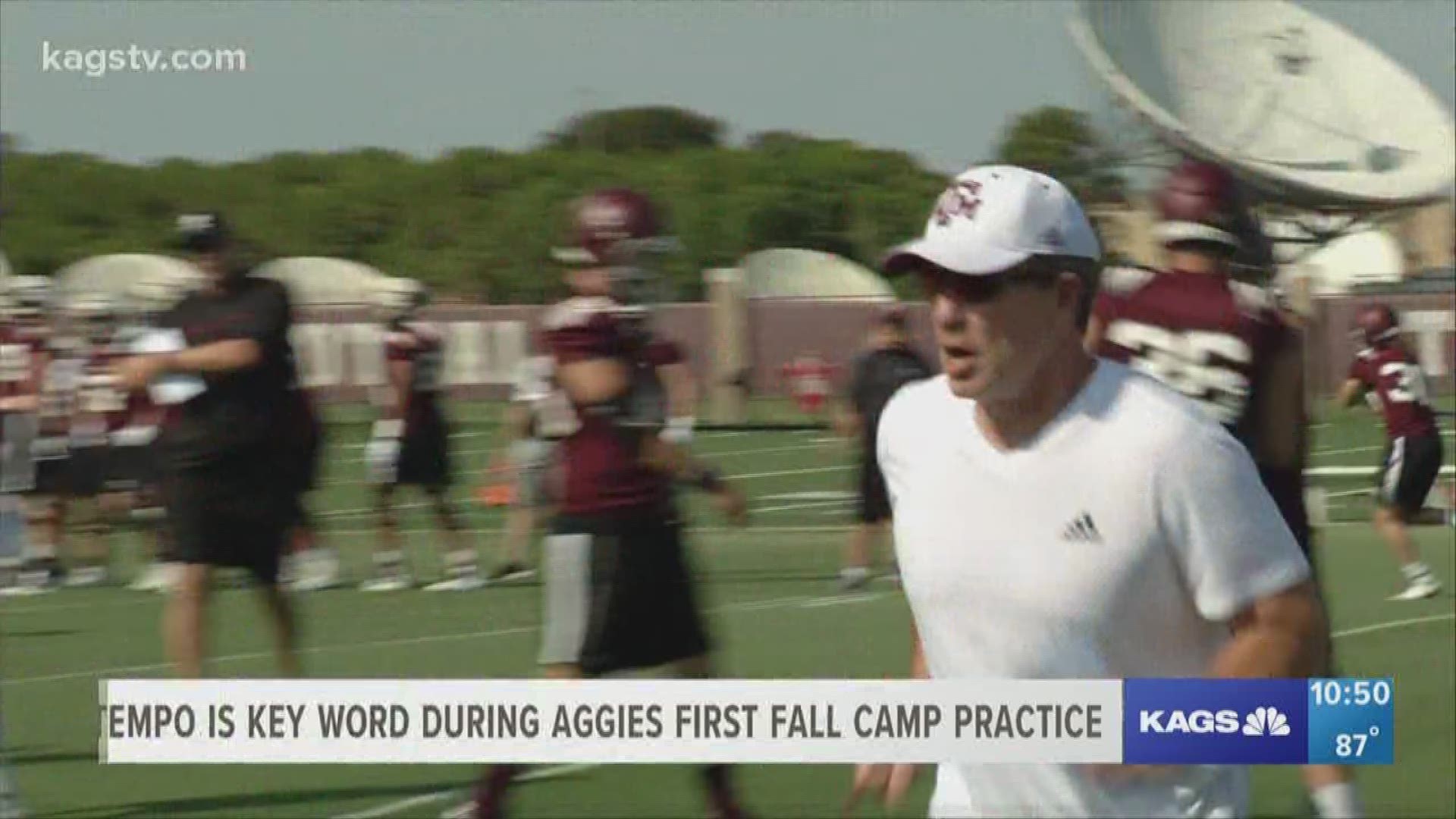 The Aggies opened fall camp on Thursday night with their first practice.