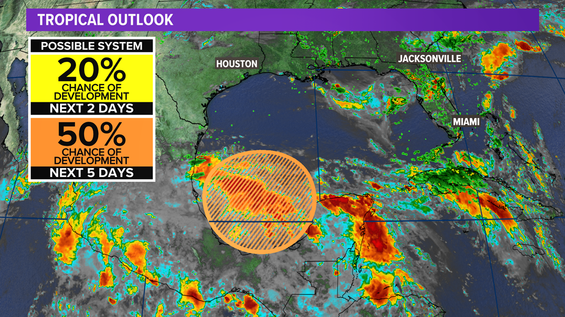 Tropical Storm may develop in the Gulf of Mexico this