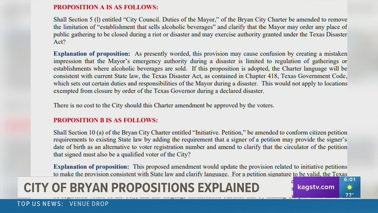 Ahead of November, the City of Bryan is seeking votes for Propositions A and B on midterm ballots