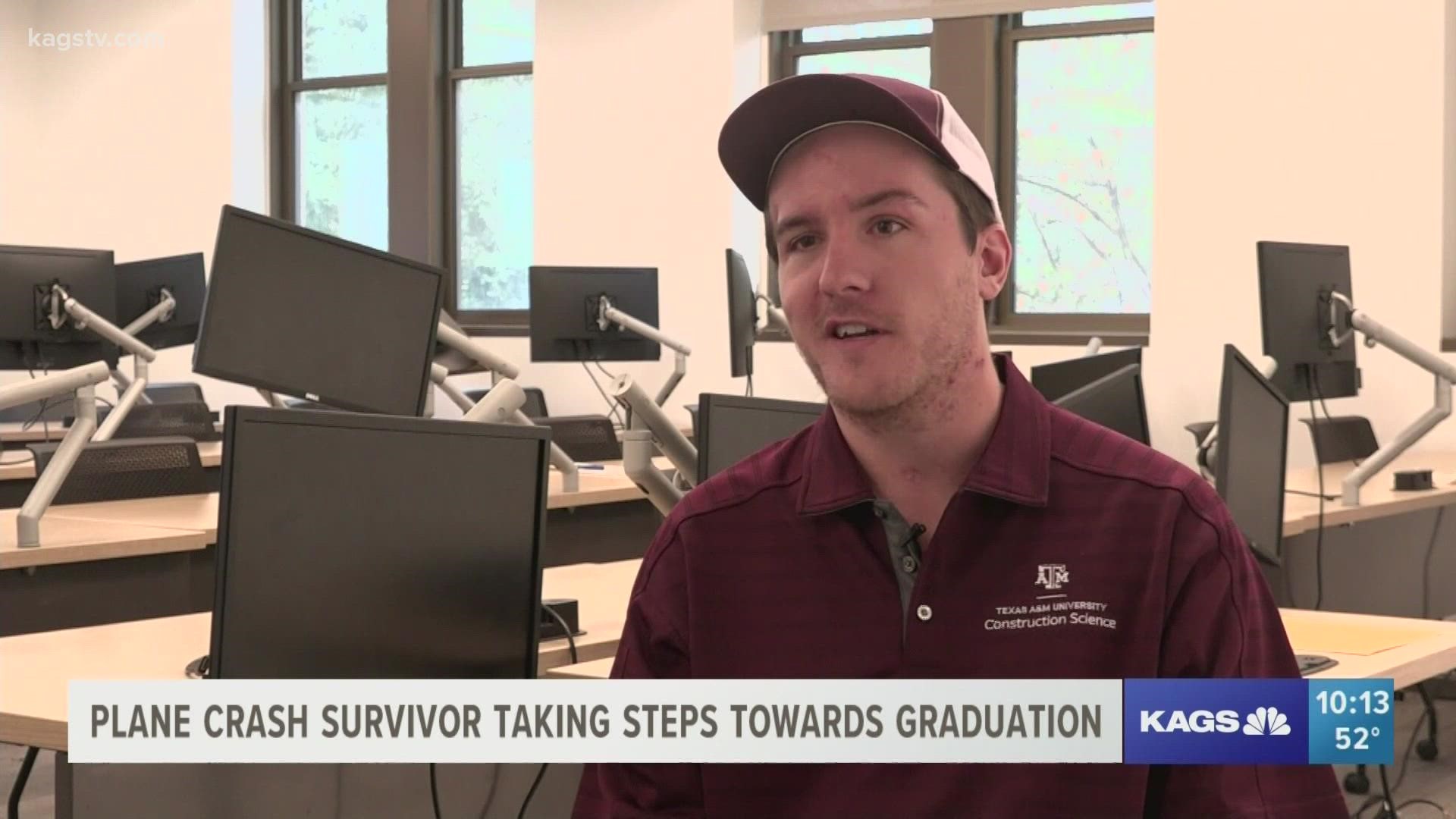 Luke Armstrong, a college senior in the Construction Science Department, survived a plane crash in August 2020.