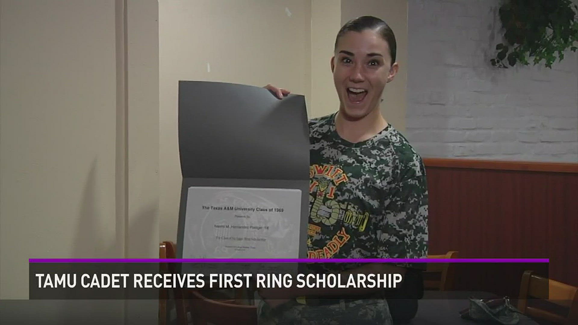A pleasant surprise for a Texas A&M Cadet as she received a scholarship for her Aggie Ring.