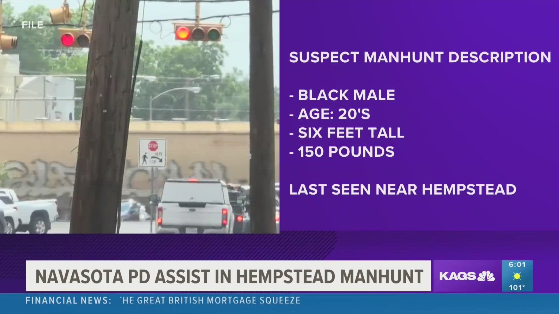 Police say multiple agencies are assisting with finding the suspect, who they say is considered armed and dangerous.