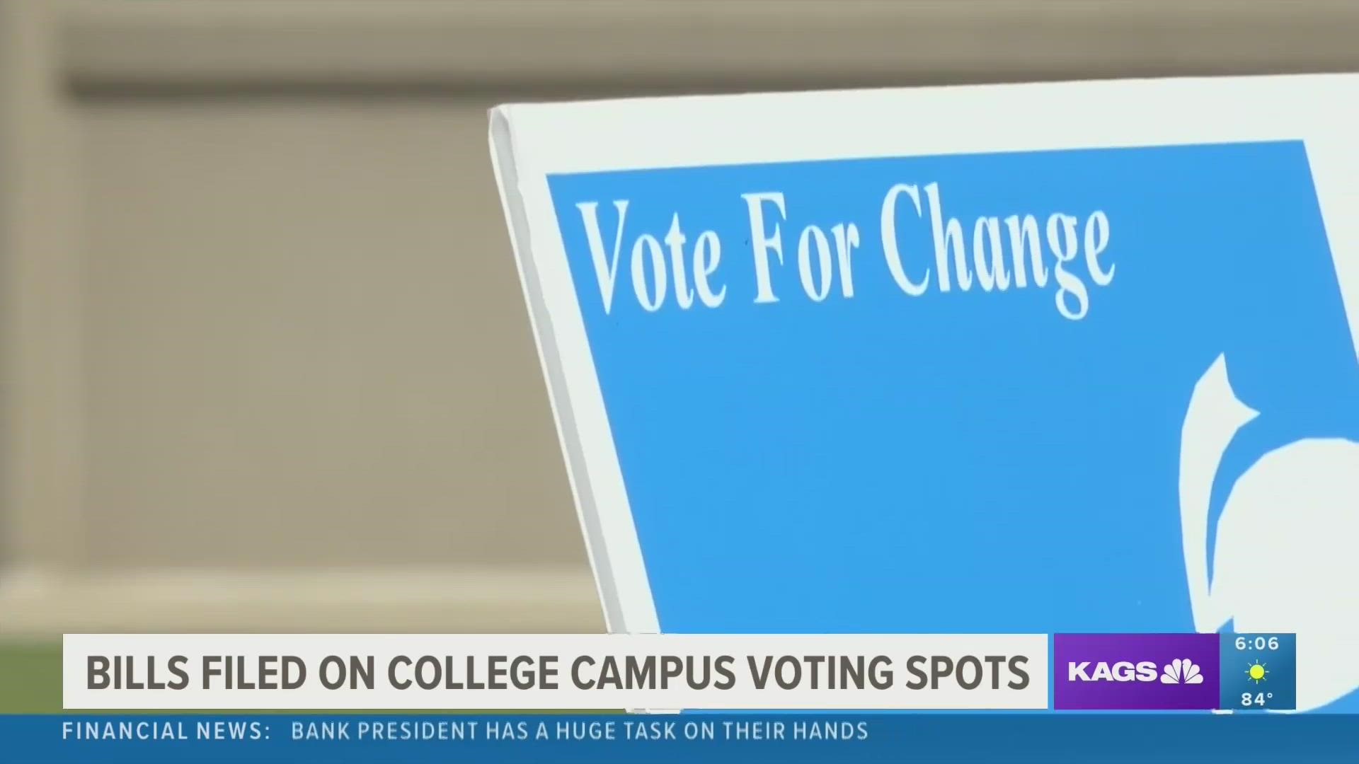One bill seeks to remove voting locations from college campuses altogether, while another seeks to have them on campuses of at least 8,000 people.