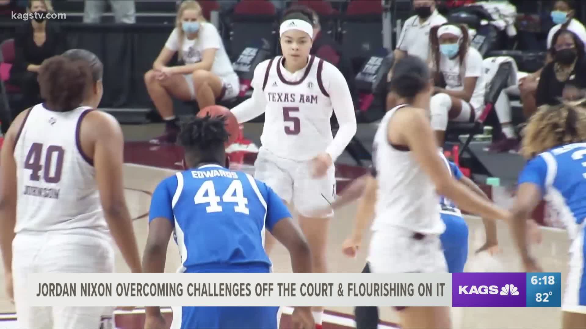 Jordan Nixon lost two loved ones to Covid-19 over the summer but now she's back leading Texas A&M on the court.