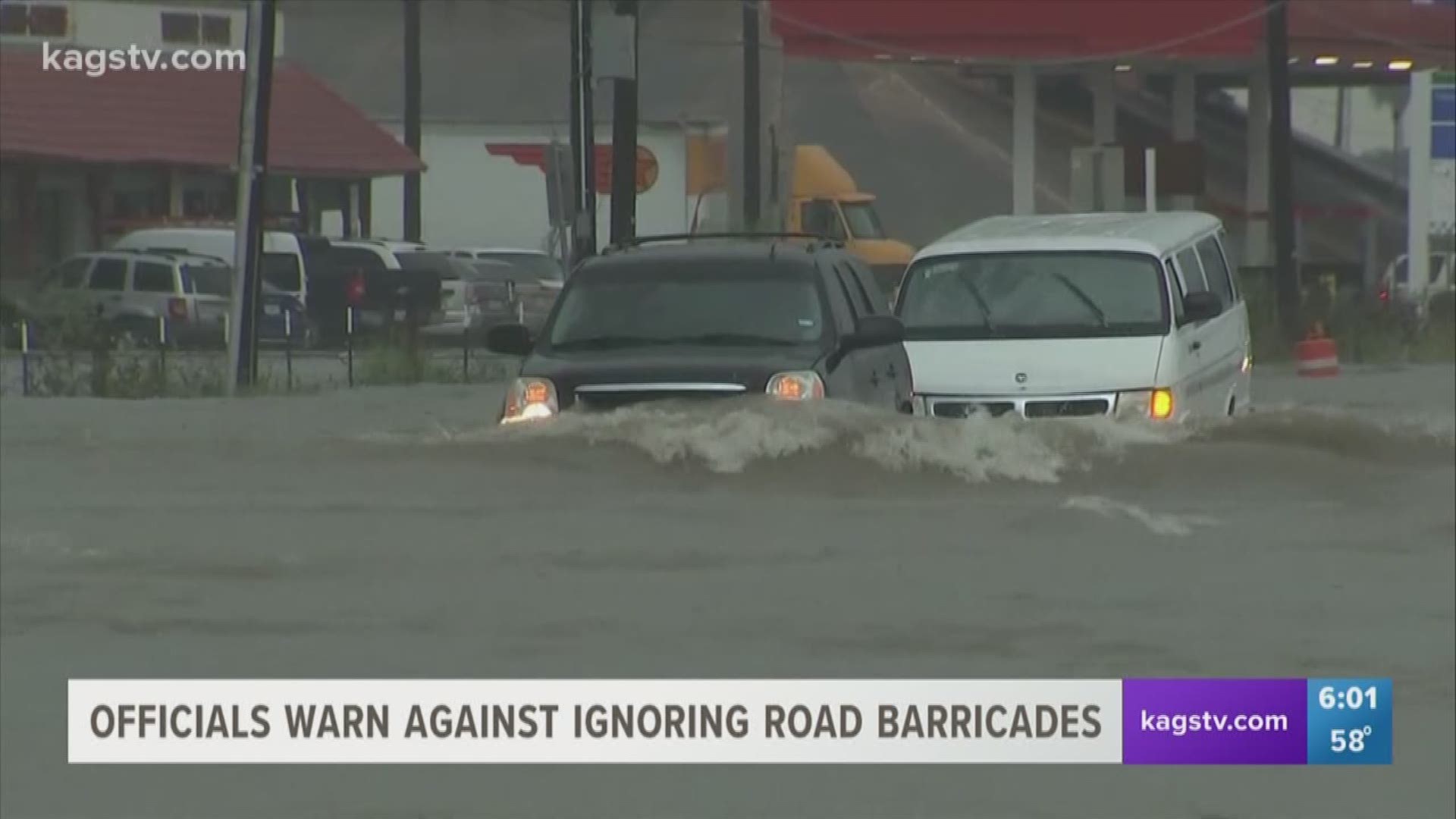 During the storms this week, local authorities had to help several drivers stuck in high water after they drove around safety barricades.