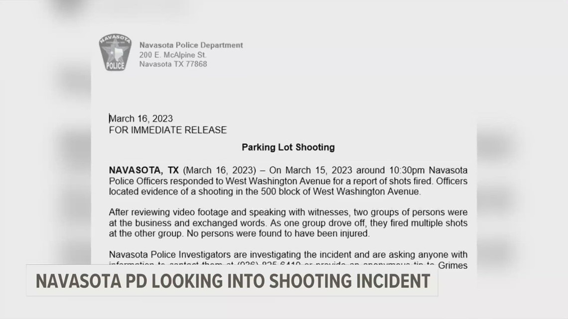Navasota Police searching for persons involved in March 15 shooting