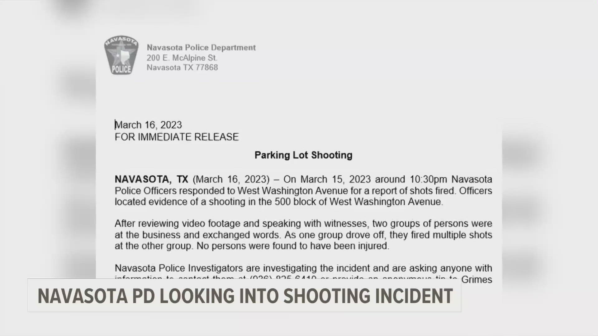 The shooting took place in the 500 block of West Washington Avenue at 10:30 p.m., according to authorities.