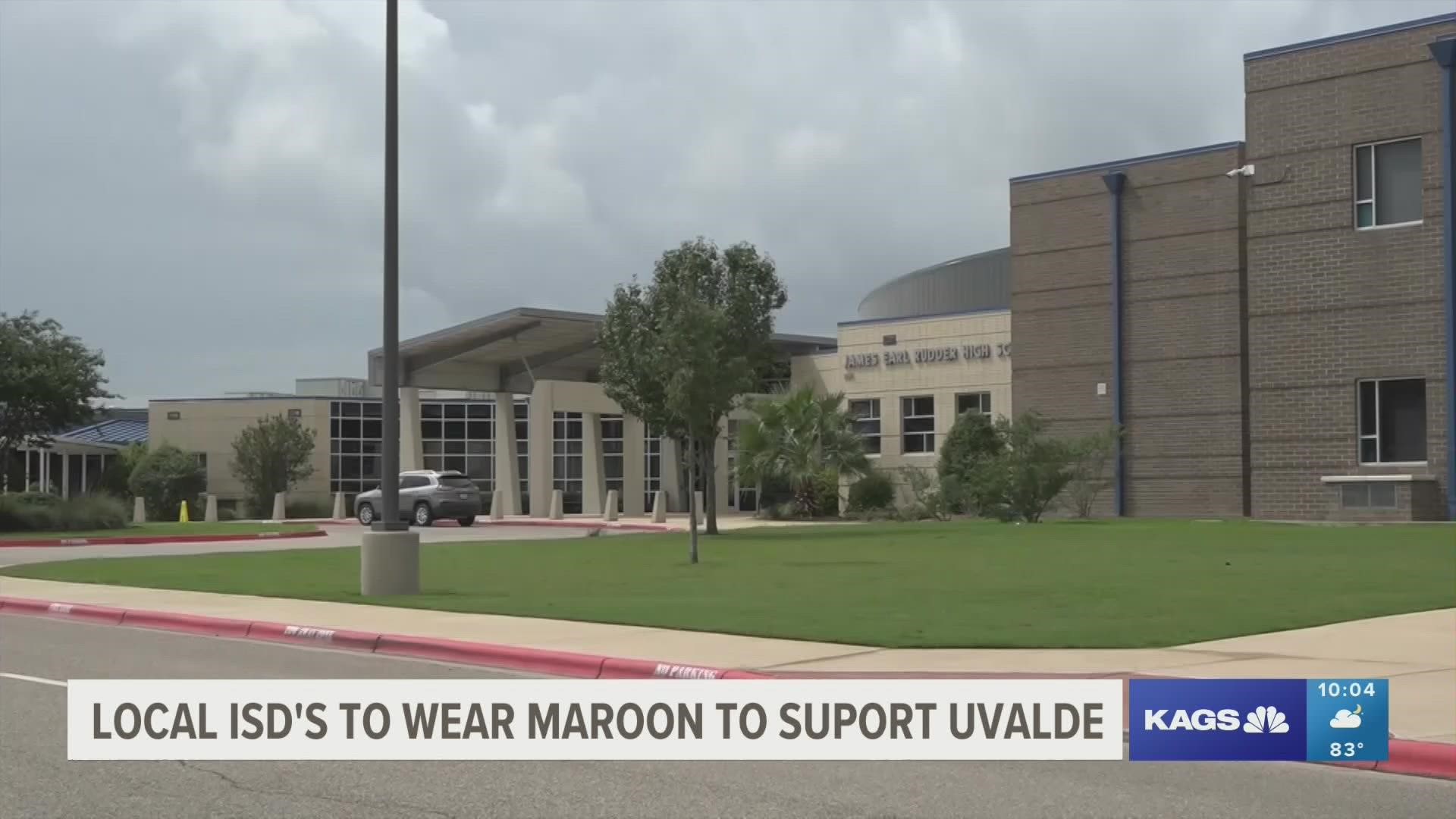 Other school districts around the state are calling on their students to wear maroon Tuesday to show support for Uvalde.