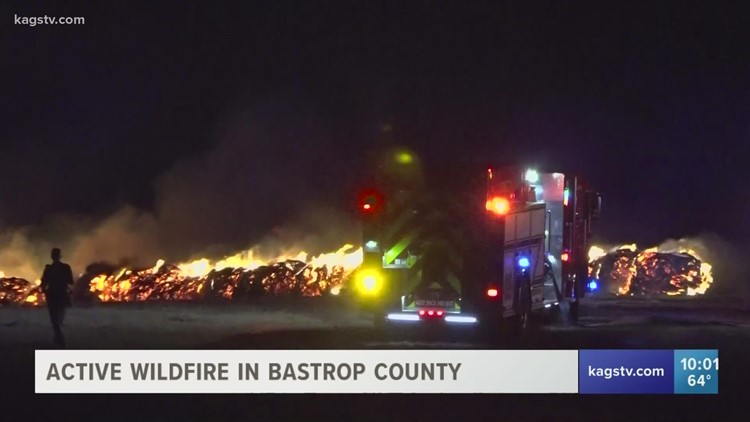 Fast moving fire takes out shed, several hay bales in Brazos County