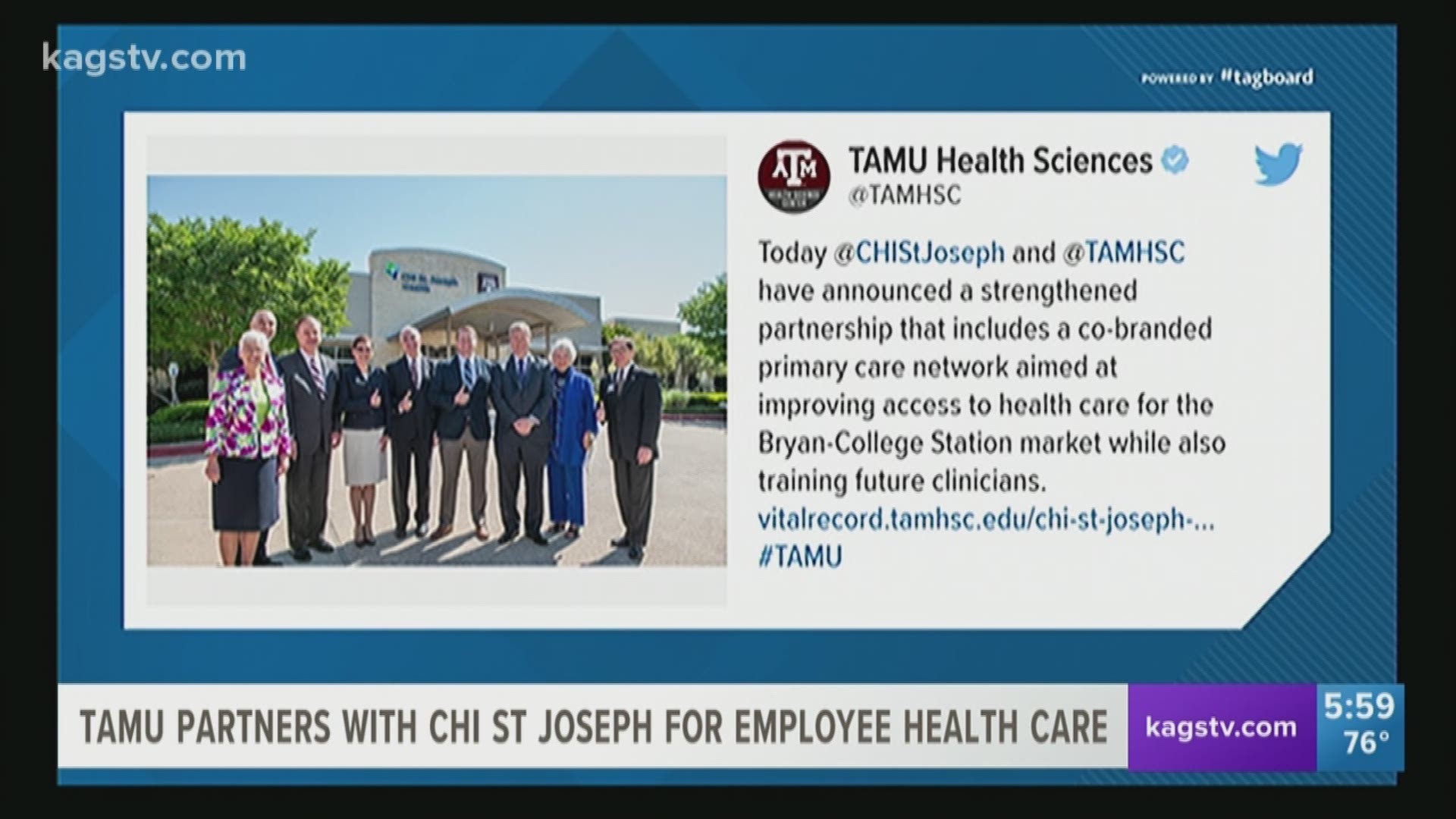 If you're one of the 15,000 Texas A&M employees in our area we have some good news for you. Today the University announced they will be partnering with CHI St. Joseph Hospital in an effort to lower employee healthcare costs.