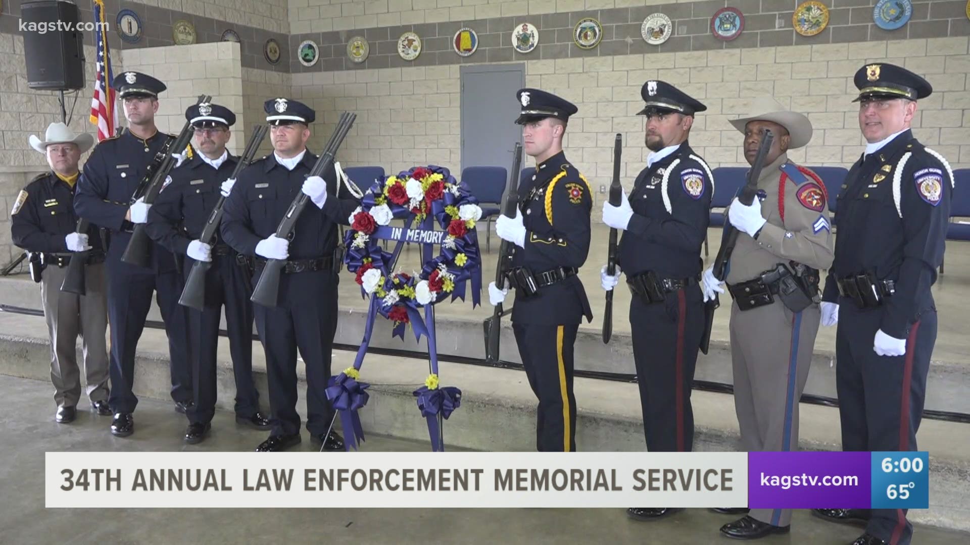 The service was held in Veteran's Memorial Park and honored the lives of Texas officers lost in the line of duty.