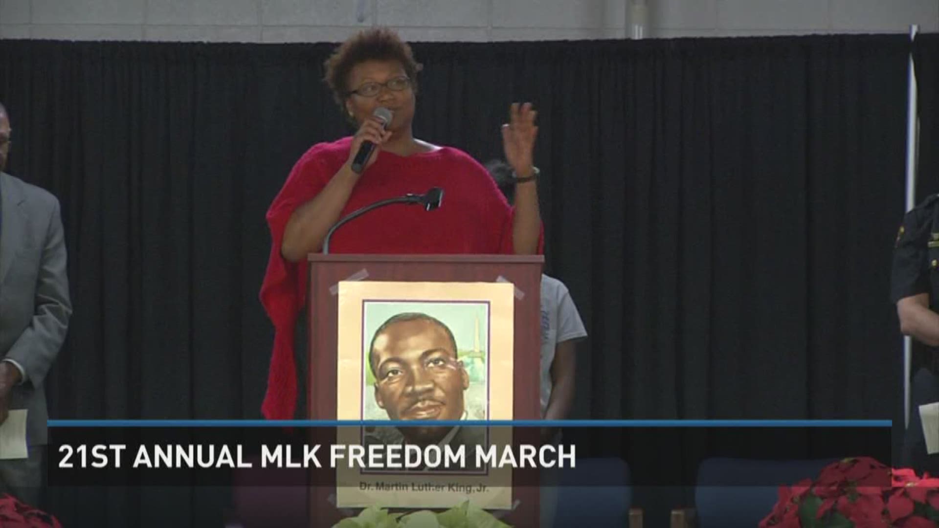 People marched in the 21st annual Martin Luther King Freedom celebration.