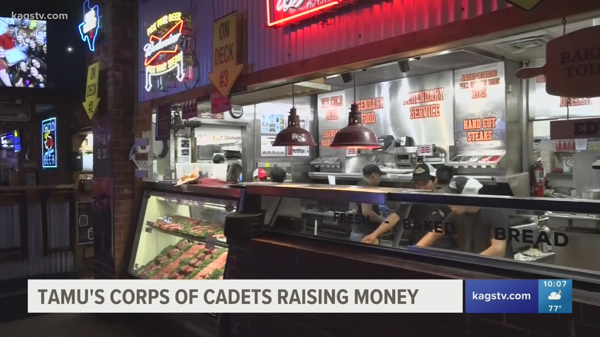 The Corps of Cadets teamed up with Texas Roadhouse in College Station to raise money for the hospital.
