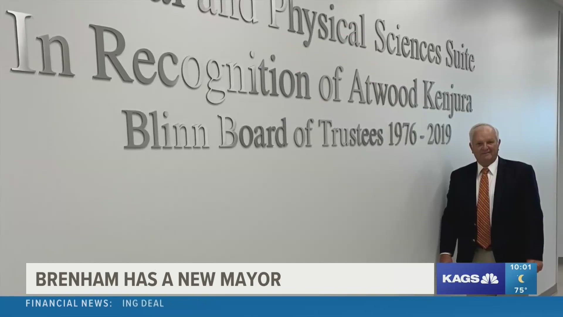 The new Mayor of Brenham will be sworn in on May 18.